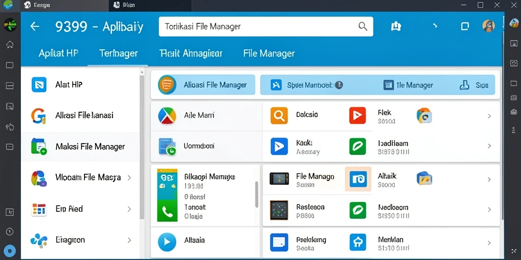 Tampilan antarmuka aplikasi File Manager 9399 yang sederhana dan mudah digunakan.