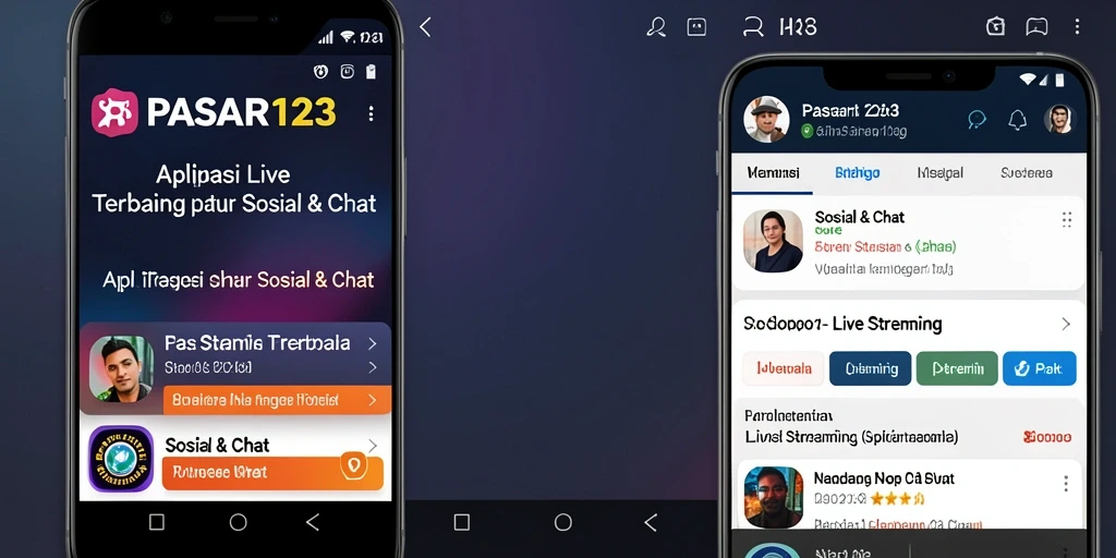 Screenshot aplikasi PASAR123 menampilkan antarmuka Live Streaming yang interaktif dan menarik.