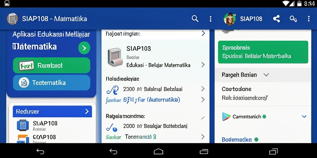 Antarmuka aplikasi SIAP108 yang menarik dan interaktif untuk belajar matematika.