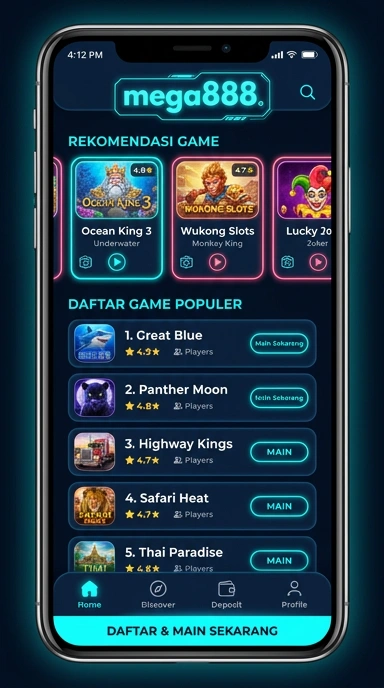 Tampilan katalog aplikasi mega888