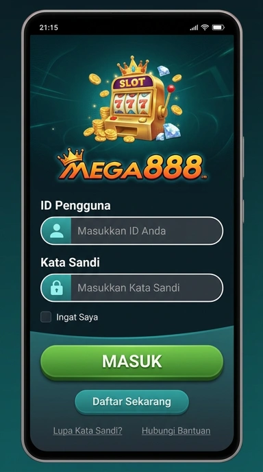 Tampilan halaman login mega888
